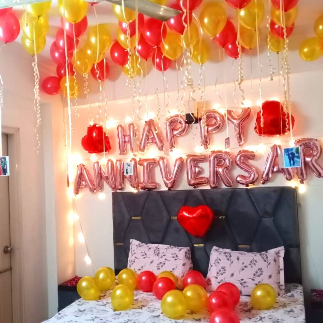 Surprise Anniversary Bedroom Decoration - Same Day Delivery T&C