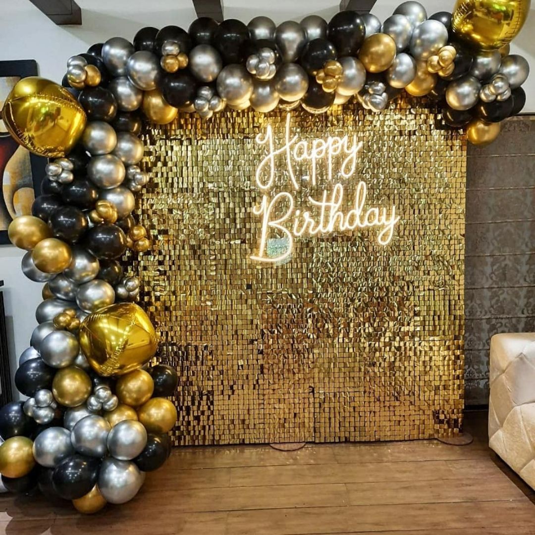 Golden Wall Birthday Decor Party Dost