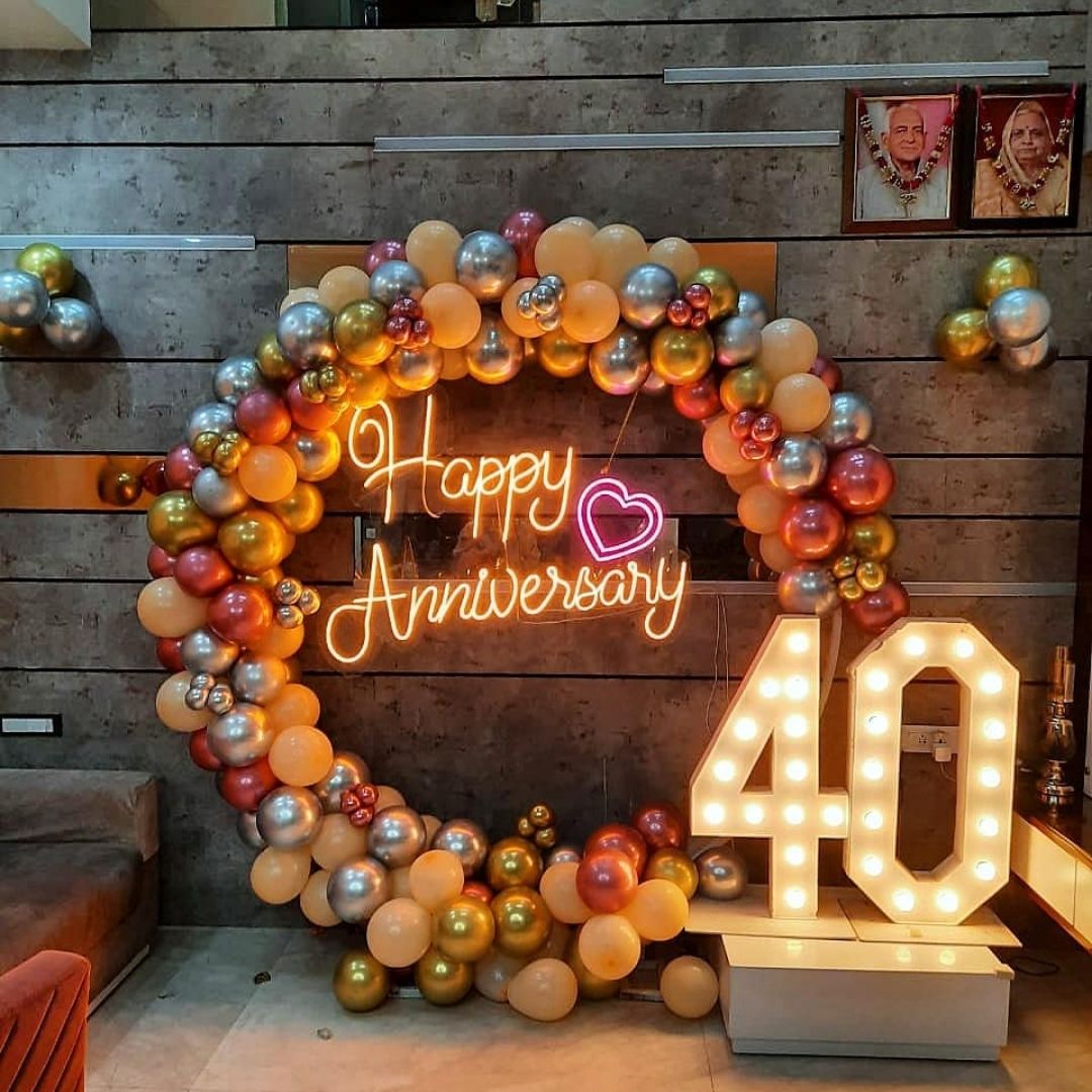 Shiny Anniversary Room Decoration - Party Dost