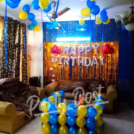 Blue and Golden Birthday Decor by Party Dost 