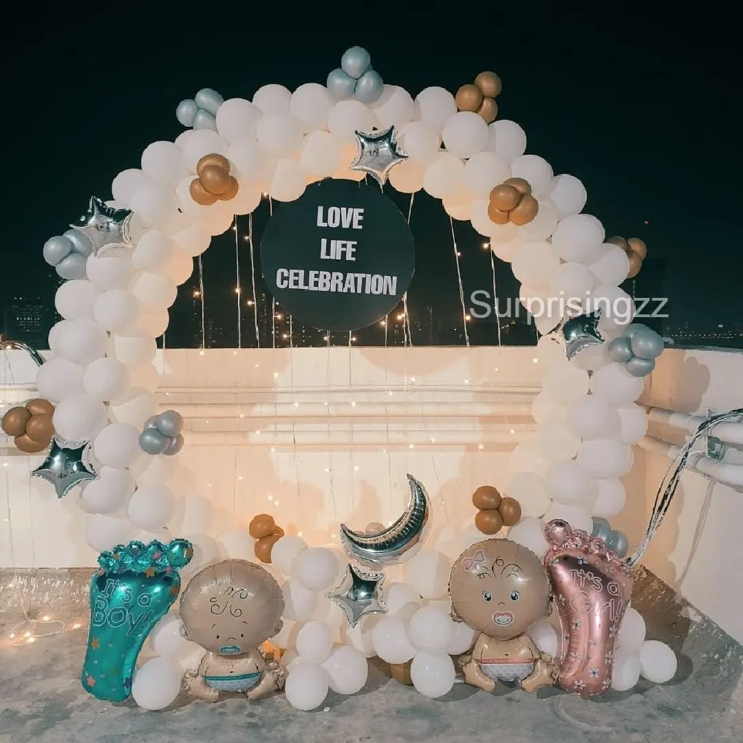 Baby Shower Decor on Terrace - Party Dost