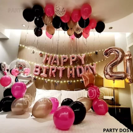 Pinkish Birthday Room Decoration