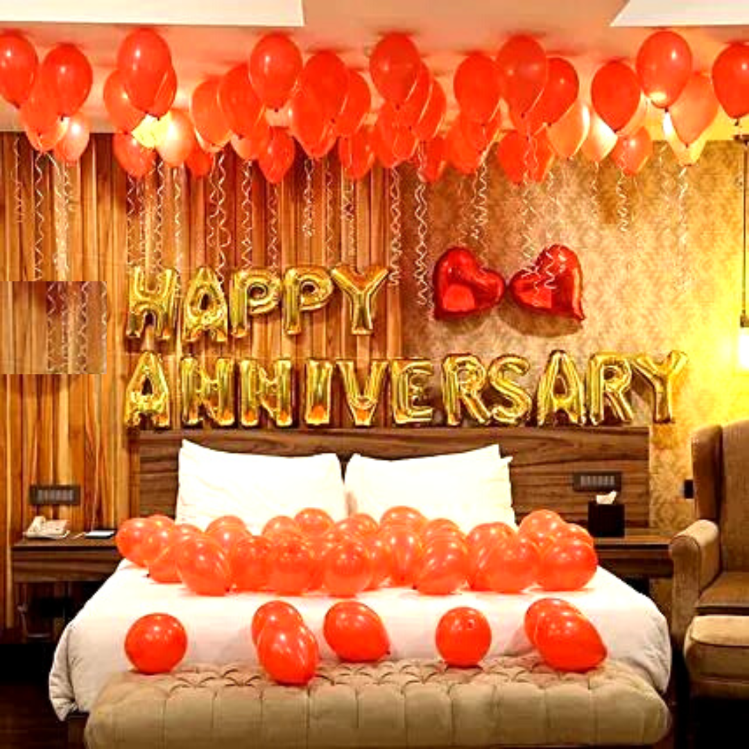 Colourful Anniversary Room Decoration at Home - Party Dost